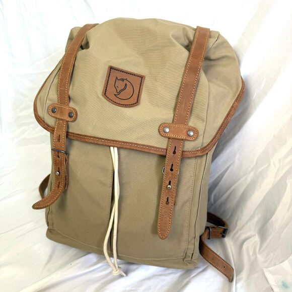 Fjallraven No.21 Rucksack Medium Tan Backpack Canvas Leather Outdoor Gorpcore - Picture 1 of 16